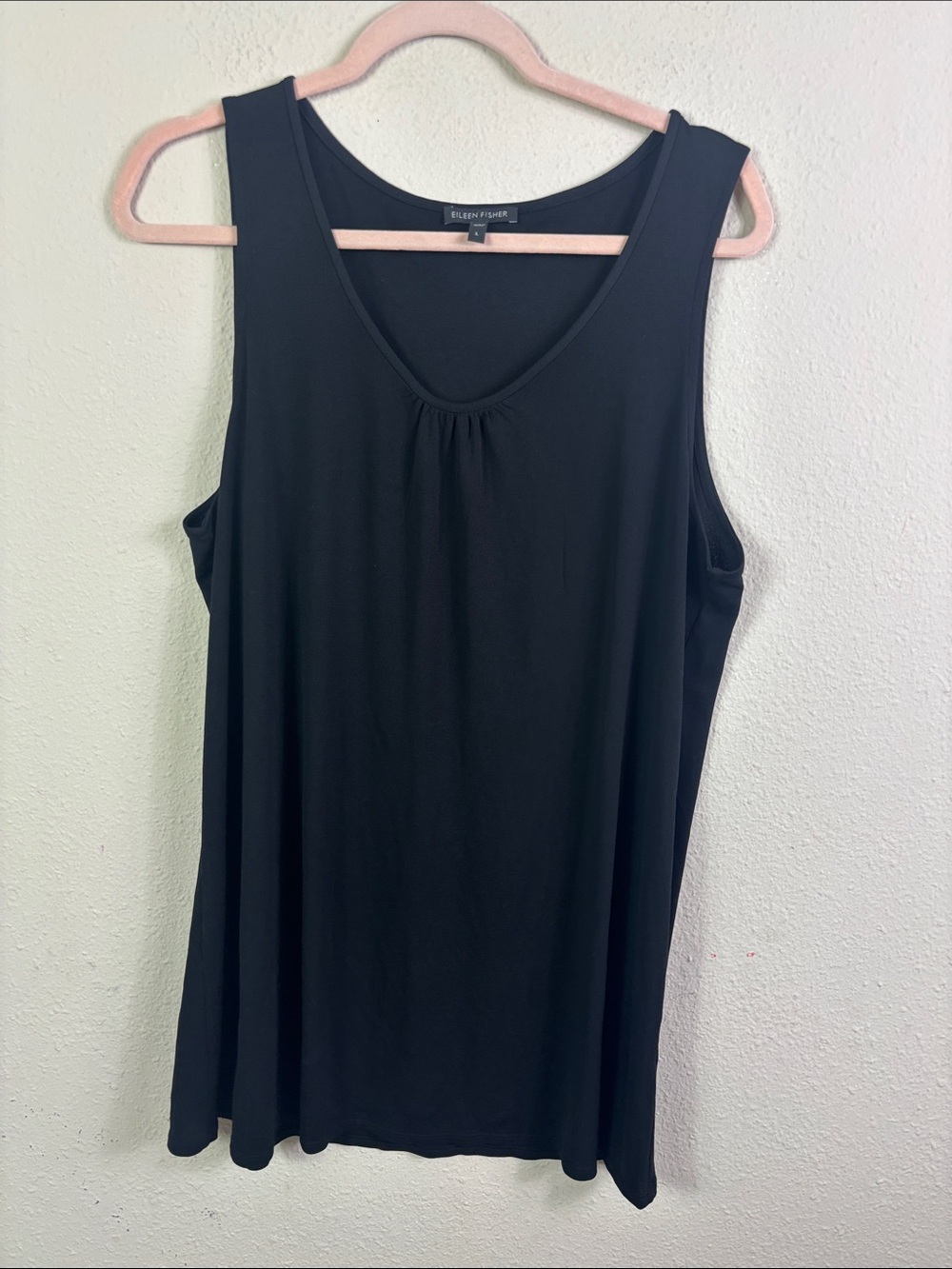 Eileen Fisher 100% Silk Black Tank Top size Large